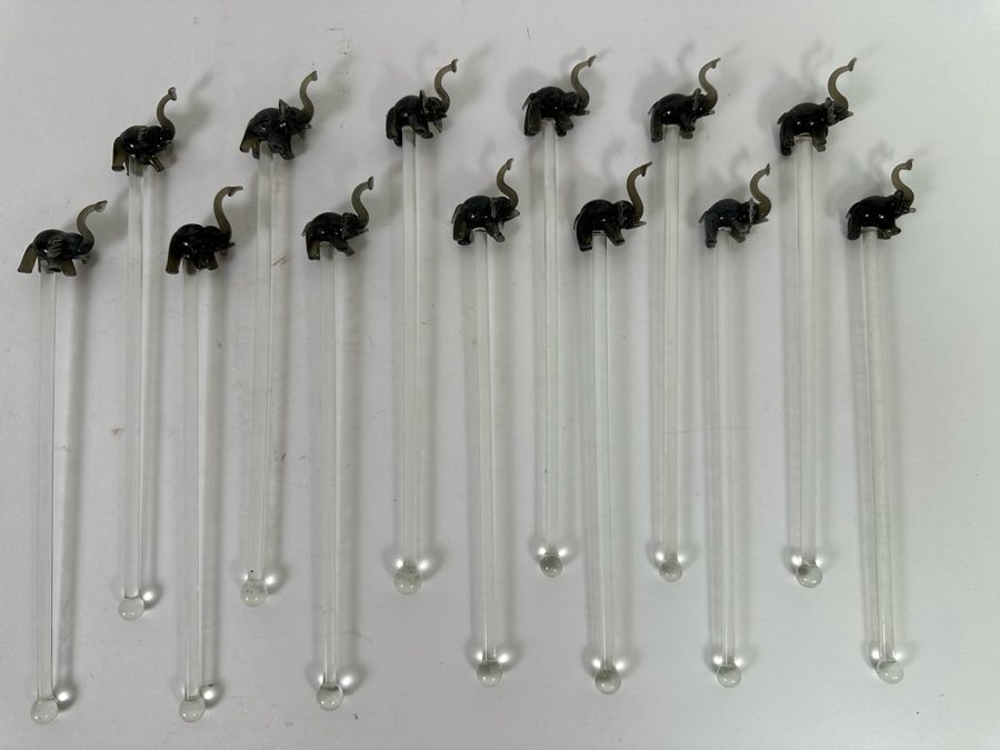 Thirteen Glass Stirring Rods With Elephant Finial 8L [Photo 1]