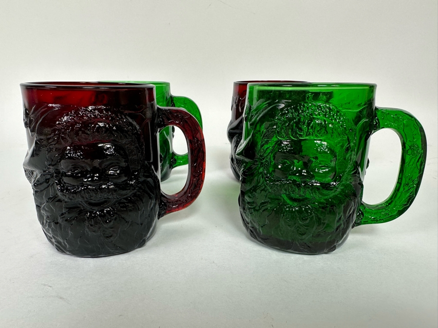Four Colored Glass Santa Claus Coffee Mugs [Photo 3]