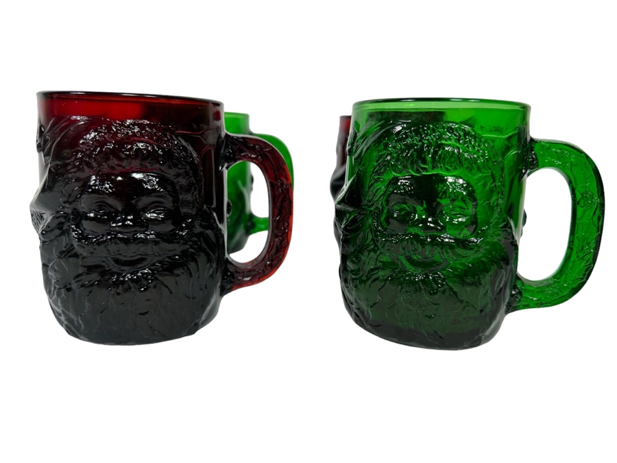 Four Colored Glass Santa Claus Coffee Mugs [Photo 1]