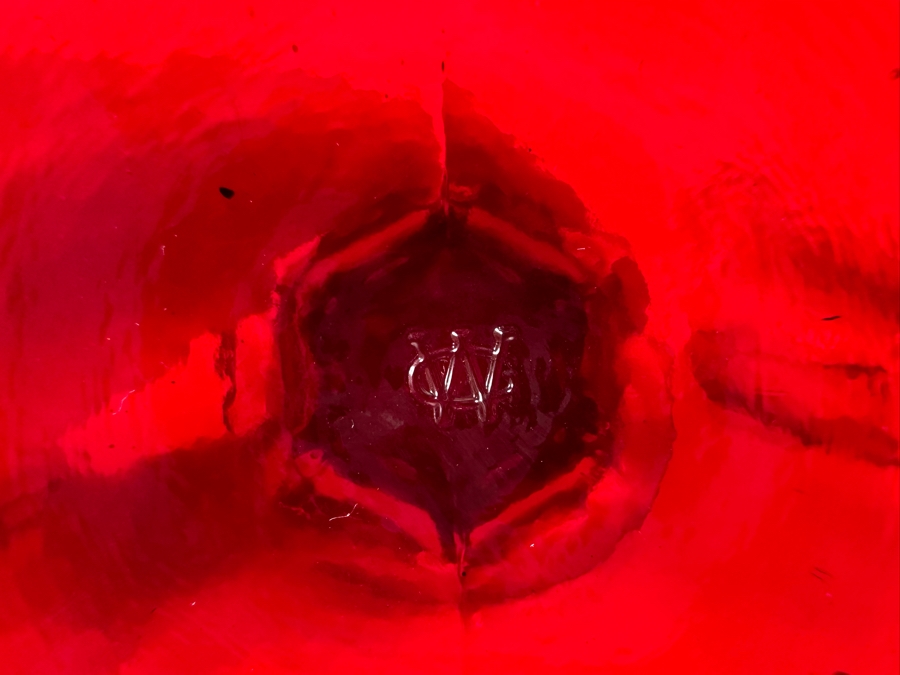 Westmoreland Glass Company Red Floral Vase 6.5H And Handmade Red Ashtray 4W X 2.5H [Photo 11]