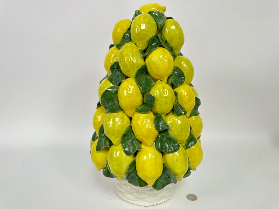 Intrada Italy Centerpiece Ceramic Lemon Topiary Sculpture 11W X 17.5H [Photo 3]