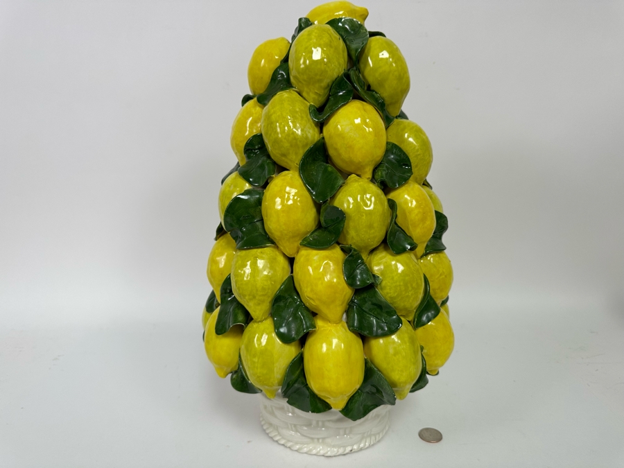 Intrada Italy Centerpiece Ceramic Lemon Topiary Sculpture 11W X 17.5H [Photo 2]