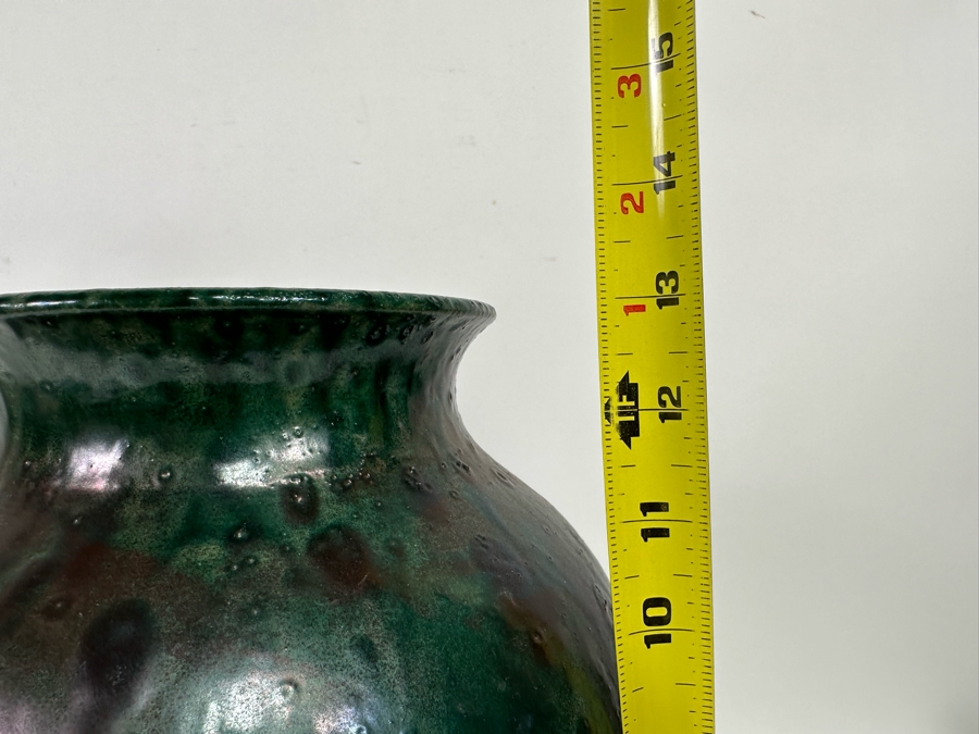Art Studio Brutalist Raku Pottery Vase By Mike Brennan Laguna Beach Signed 13H [Photo 11]
