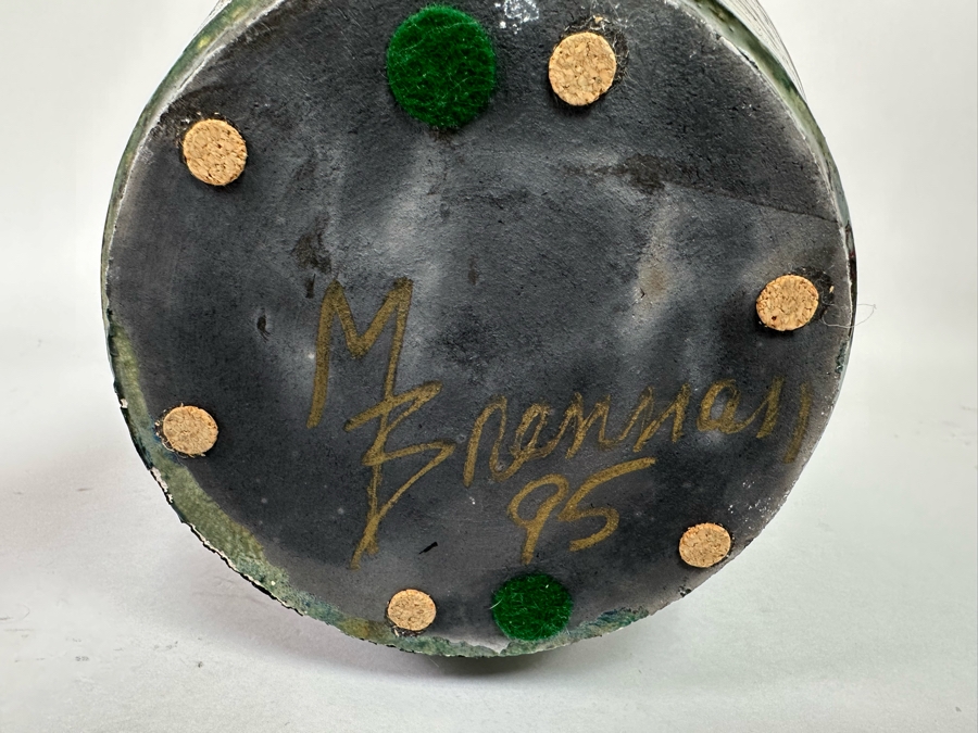Art Studio Brutalist Raku Pottery Vase By Mike Brennan Laguna Beach Signed 13H [Photo 8]