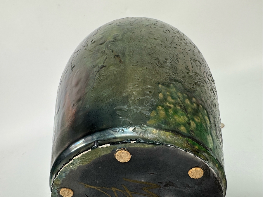 Art Studio Brutalist Raku Pottery Vase By Mike Brennan Laguna Beach Signed 13H [Photo 7]