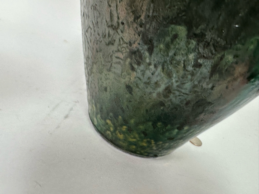 Art Studio Brutalist Raku Pottery Vase By Mike Brennan Laguna Beach Signed 13H [Photo 10]
