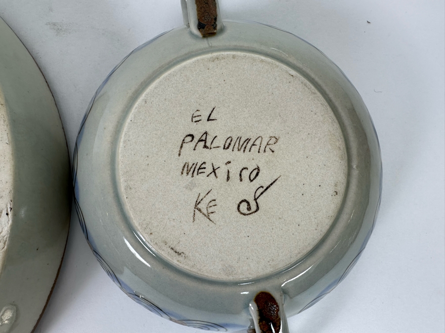 Pair Of Ken Edwards Handmade Signed Mexican Pottery Pieces El Palomar Mexico 9.5W And 5W [Photo 9]