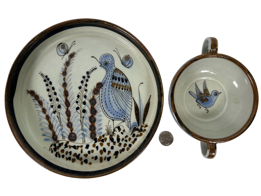 Pair Of Ken Edwards Handmade Signed Mexican Pottery Pieces El Palomar Mexico 9.5W And 5W