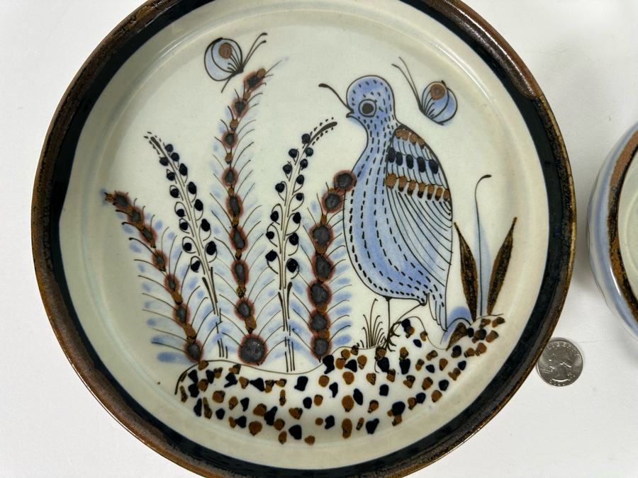 Pair Of Ken Edwards Handmade Signed Mexican Pottery Pieces El Palomar Mexico 9.5W And 5W [Photo 4]