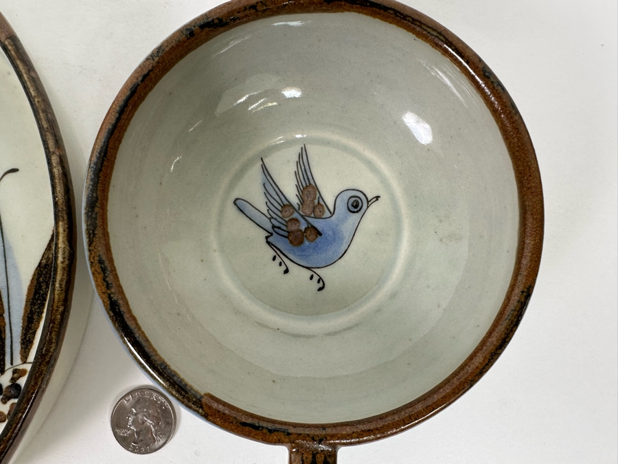 Pair Of Ken Edwards Handmade Signed Mexican Pottery Pieces El Palomar Mexico 9.5W And 5W [Photo 6]