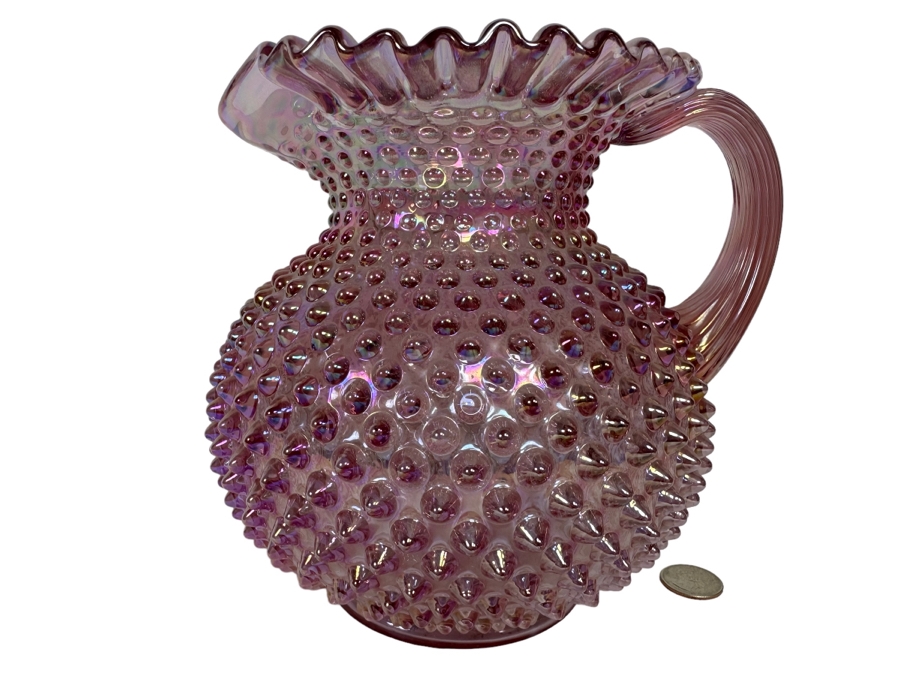 Vintage Fenton Glass Hobnail Pitcher 7.5H