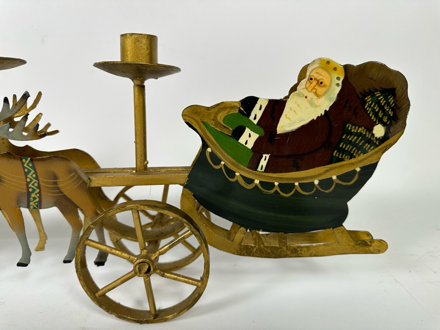 Metal Santa Claus With Reindeer Candle Holder 25W X 9H [Photo 5]