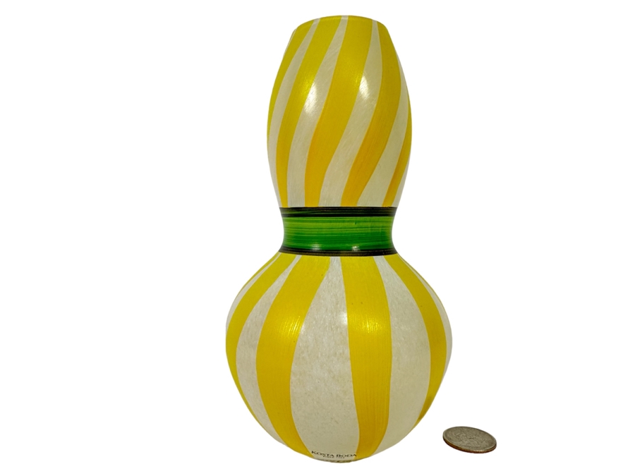 Kosta Boda Hand Painted Glass Vase, Signed 7.5H