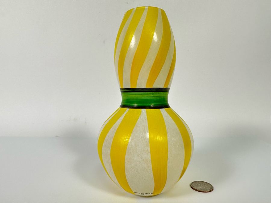 Kosta Boda Hand Painted Glass Vase, Signed 7.5H [Photo 3]