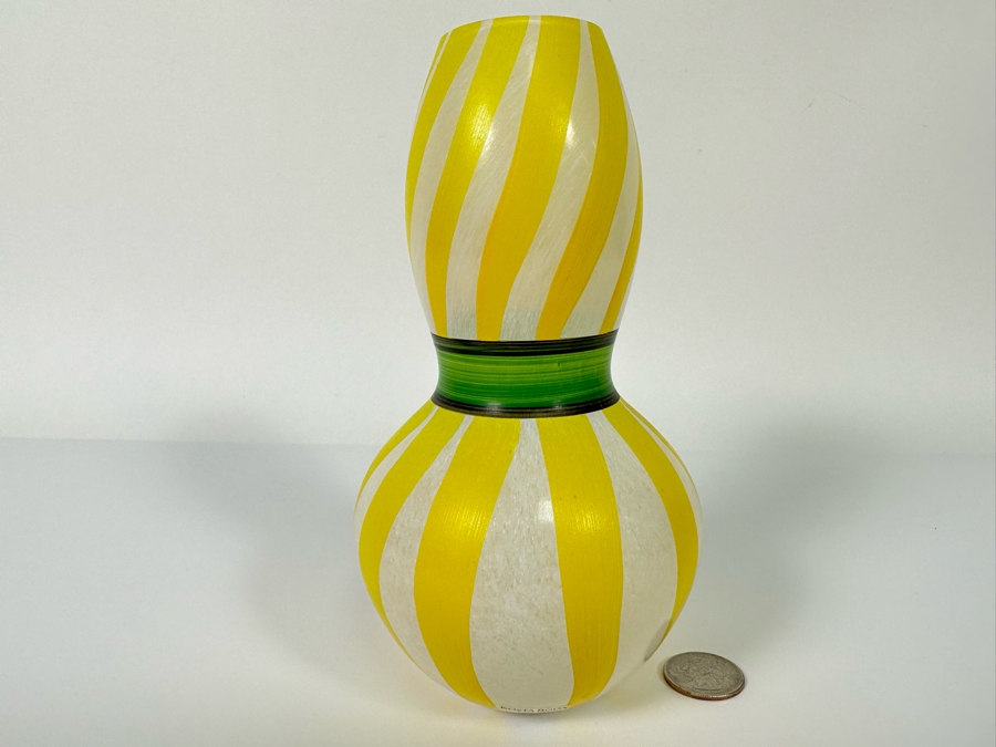Kosta Boda Hand Painted Glass Vase, Signed 7.5H [Photo 4]