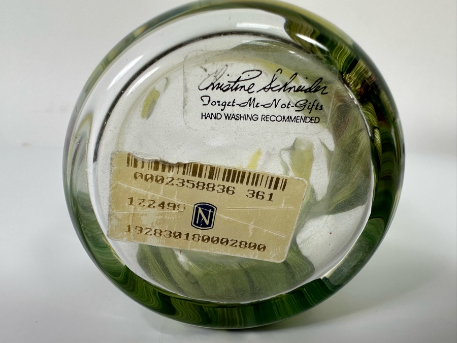 Hand Painted Glass Vase By Christine Schneider 7.75H [Photo 5]