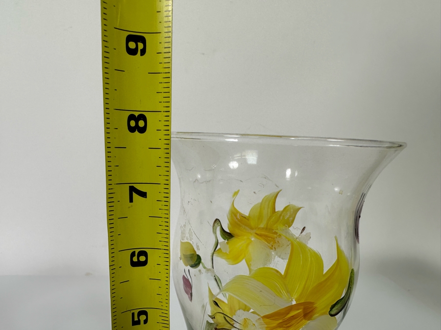 Hand Painted Glass Vase By Christine Schneider 7.75H [Photo 6]