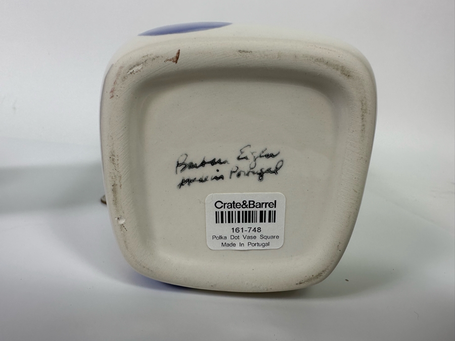 Pair Of Barbara Eigen Crate & Barrel Polka Dot Vases Made In Portugal 5H And 6.75H [Photo 6]