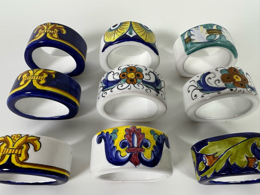 Hand Painted Italian Napkin Rings, Set Of 9 [Photo 5]