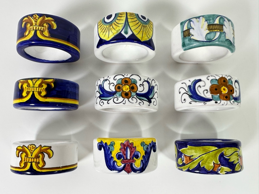 Hand Painted Italian Napkin Rings, Set Of 9 [Photo 2]