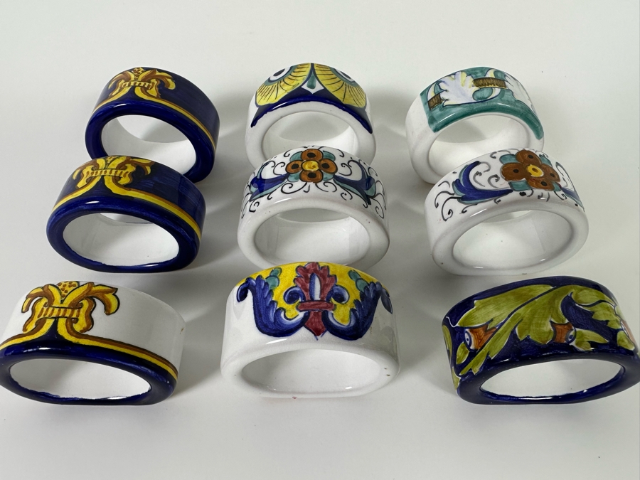 Hand Painted Italian Napkin Rings, Set Of 9 [Photo 4]