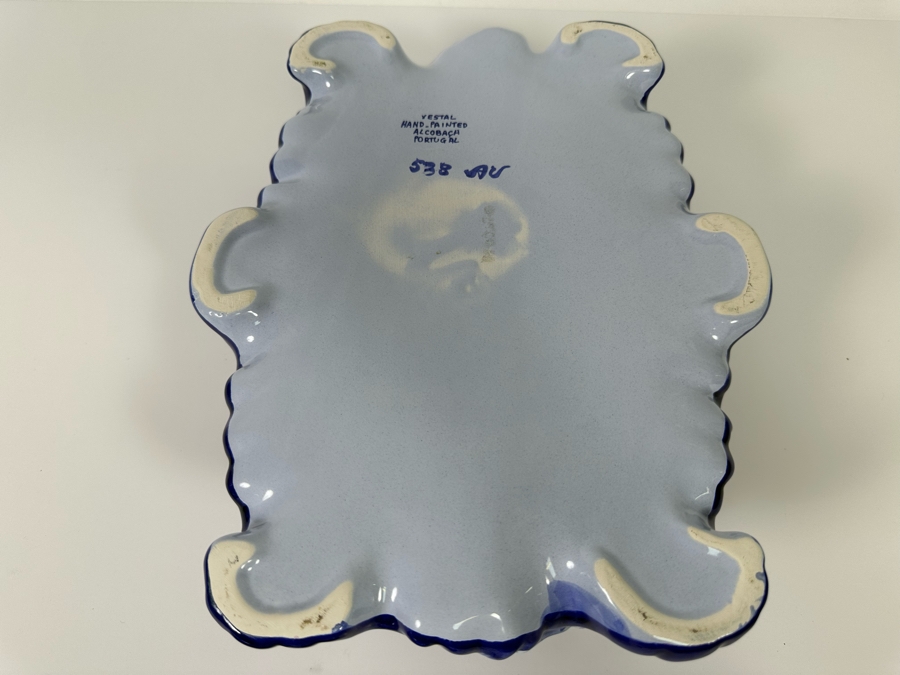 Vestal Hand Painted Covered Dish Alcobach Portugal 11.5W X 9D X 7H [Photo 8]