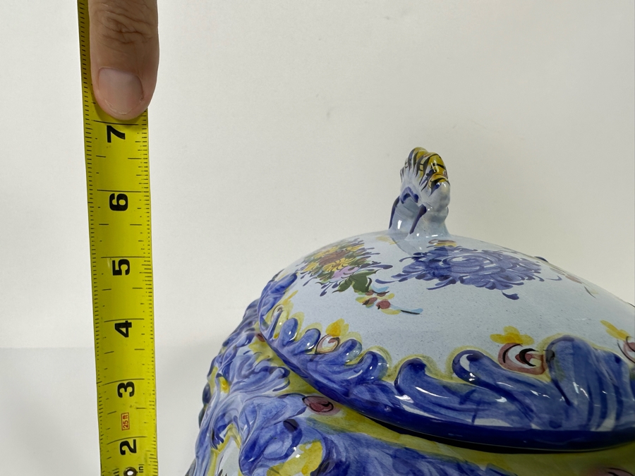 Vestal Hand Painted Covered Dish Alcobach Portugal 11.5W X 9D X 7H [Photo 12]