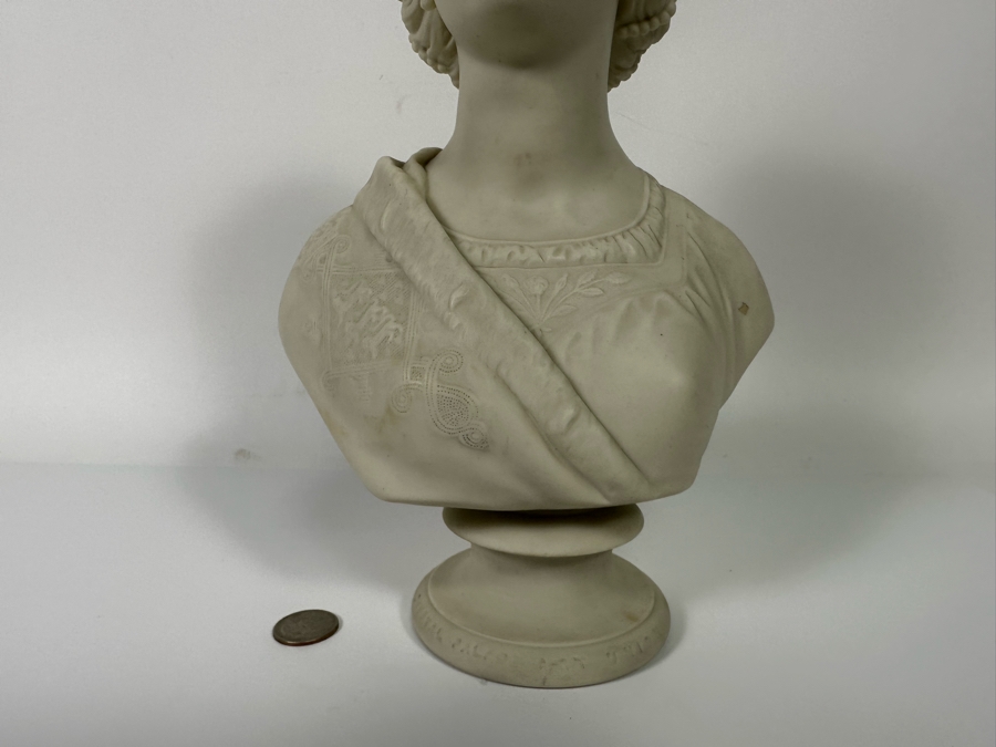 Antique 1863 Copeland Parian Ware Bust Of Diana, A Royal Princess For The Crystal Palace Art Union Felix Martin Miller Sculpture Published Feb 1863 7W X 12H [Photo 4]