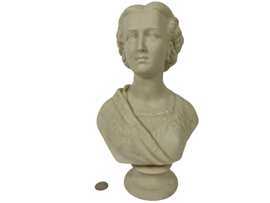 Antique 1863 Copeland Parian Ware Bust Of Diana, A Royal Princess For The Crystal Palace Art Union Felix Martin Miller Sculpture Published Feb 1863 7W X 12H [Photo 1]