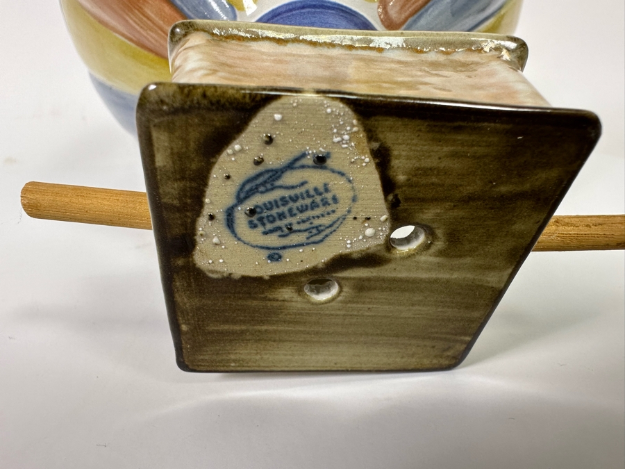 Louisville Stoneware Pottery Hand Painted Hot Air Balloon Hanging Bird Feeder 7W X 10H [Photo 7]