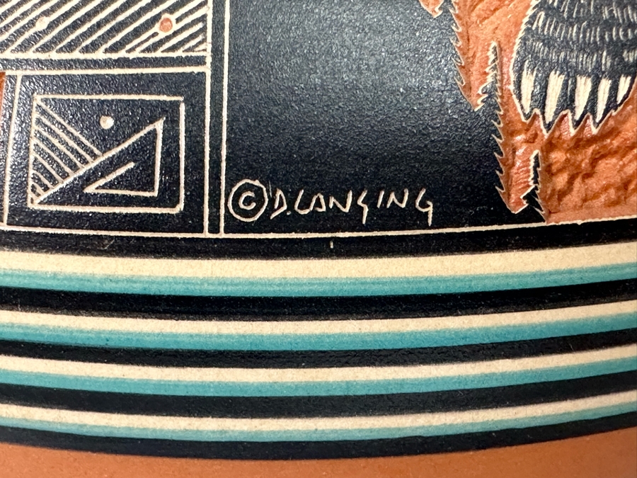 Doreen Langing / R. Nelson Navajo Native American Etched And Hand Painted Pottery Very Impressive 6W X 5H See Photos Retails $995 [Photo 16]