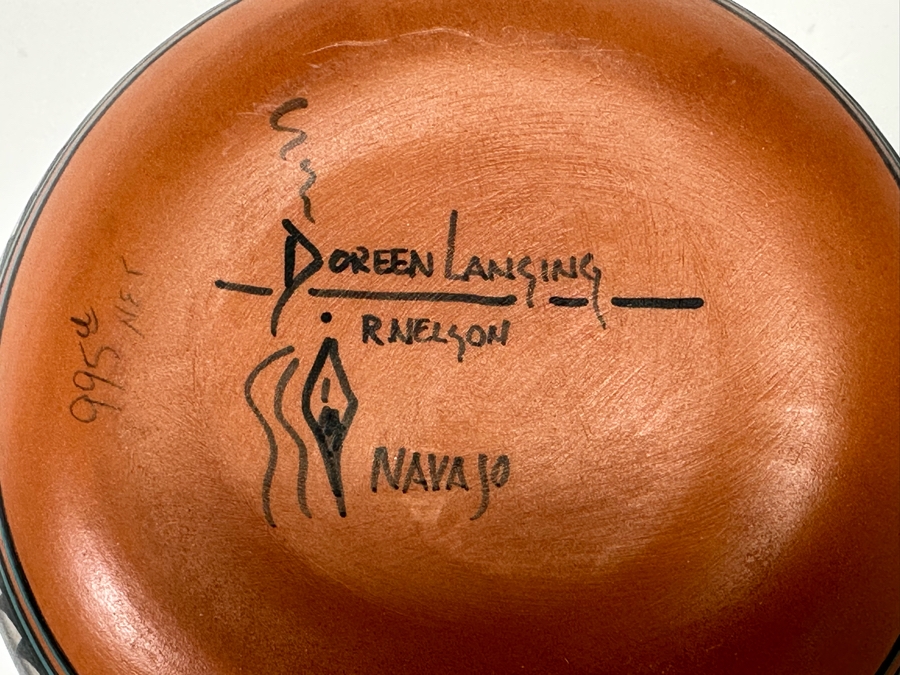 Doreen Langing / R. Nelson Navajo Native American Etched And Hand Painted Pottery Very Impressive 6W X 5H See Photos Retails $995 [Photo 14]
