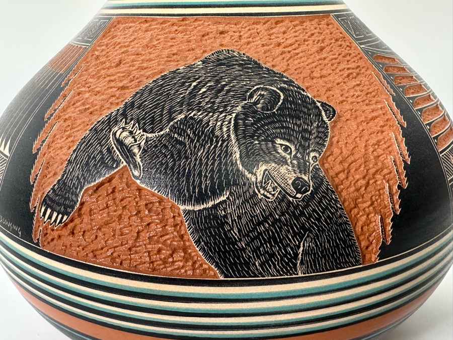 Doreen Langing / R. Nelson Navajo Native American Etched And Hand Painted Pottery Very Impressive 6W X 5H See Photos Retails $995 [Photo 12]