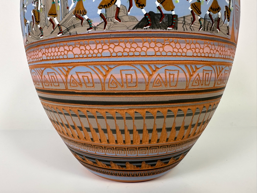 Ben Billy Navajo Native American Etched And Hand Painted Pottery 6W X 10H Retails $480 [Photo 5]