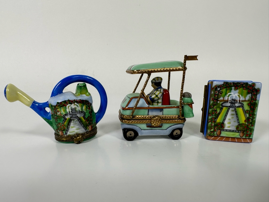 Limoges Hand Painted Porcelain Boxes, Set Of 3, 2 Limited Edition Boxes [Photo 3]