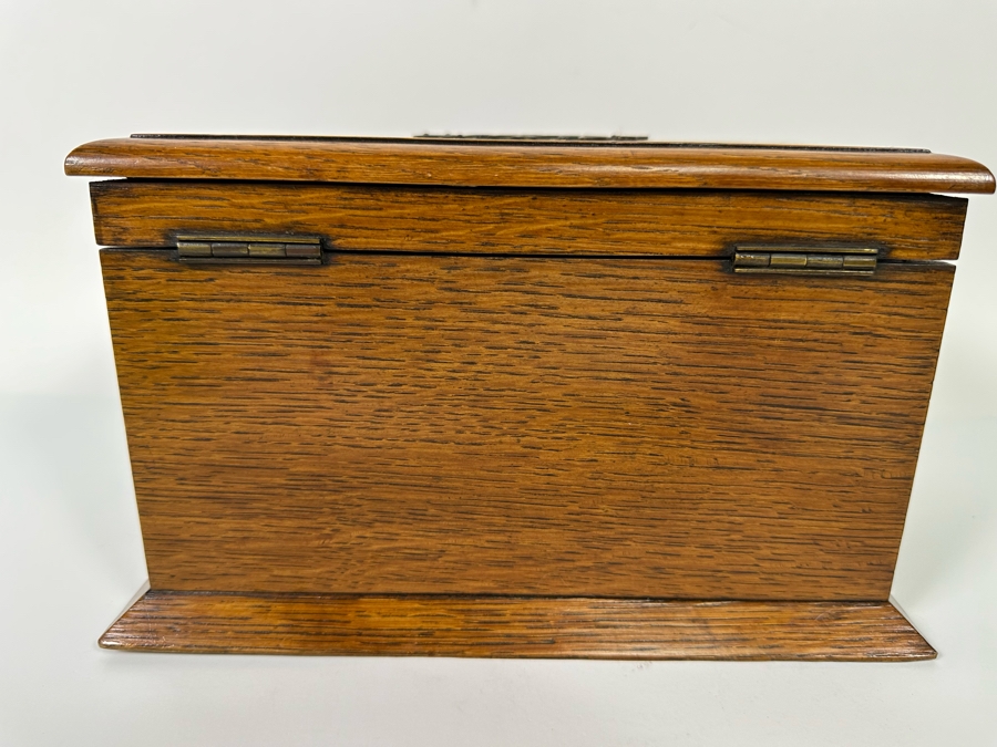 Antique Oak Locking Letters Mailbox Box With Beveled Glass Window (No Skeleton Key) 10W X 6D X 5.75H [Photo 10]