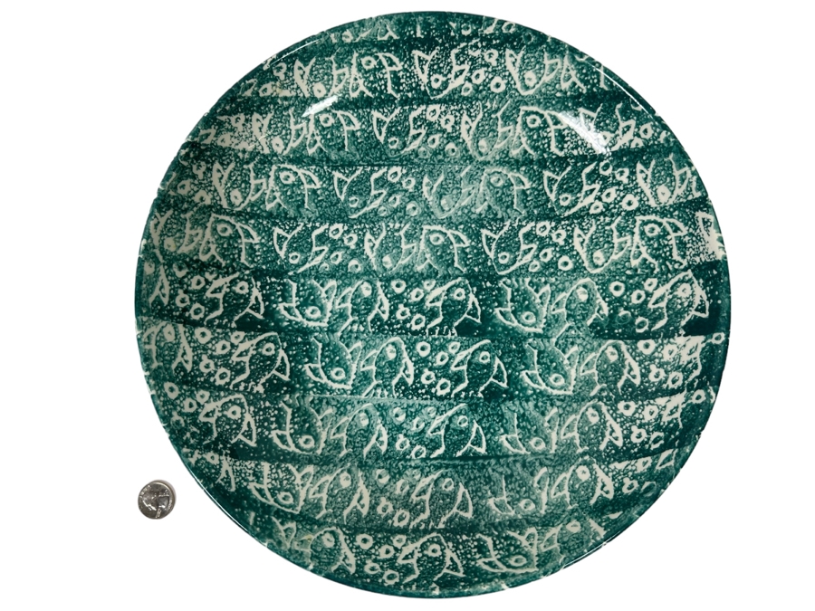 Hand Decorated Batik Italian Fish Pasta Bowl 13R X 2.75H [Photo 1]