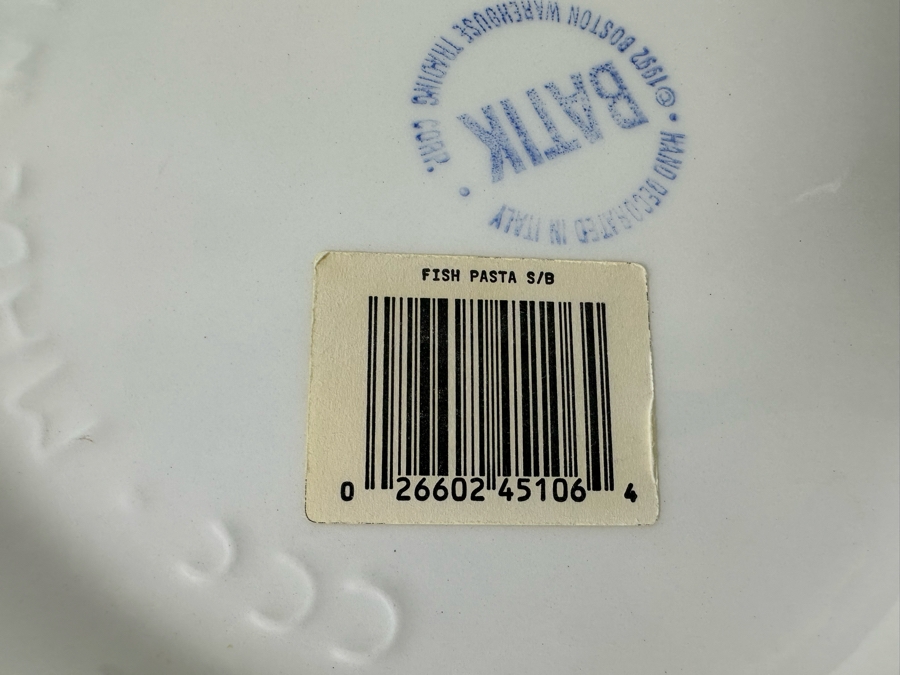 Hand Decorated Batik Italian Fish Pasta Bowl 13R X 2.75H [Photo 8]