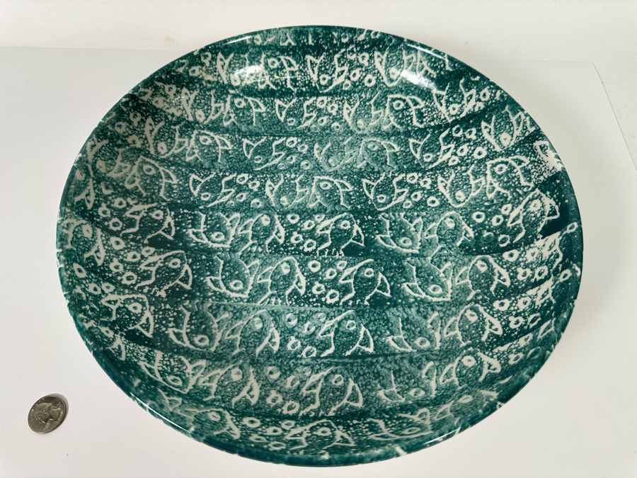 Hand Decorated Batik Italian Fish Pasta Bowl 13R X 2.75H [Photo 3]
