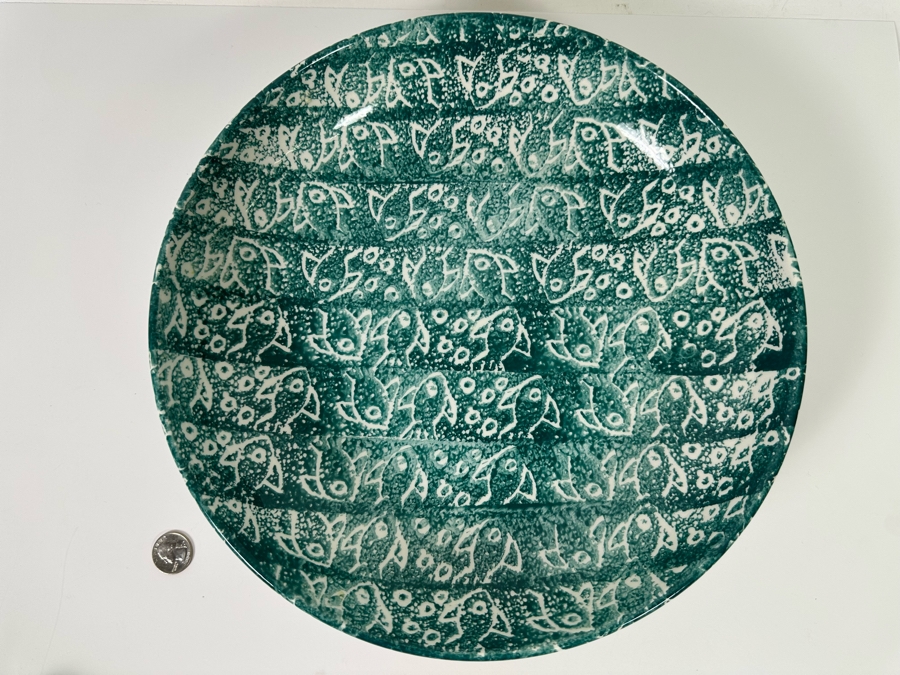 Hand Decorated Batik Italian Fish Pasta Bowl 13R X 2.75H [Photo 2]