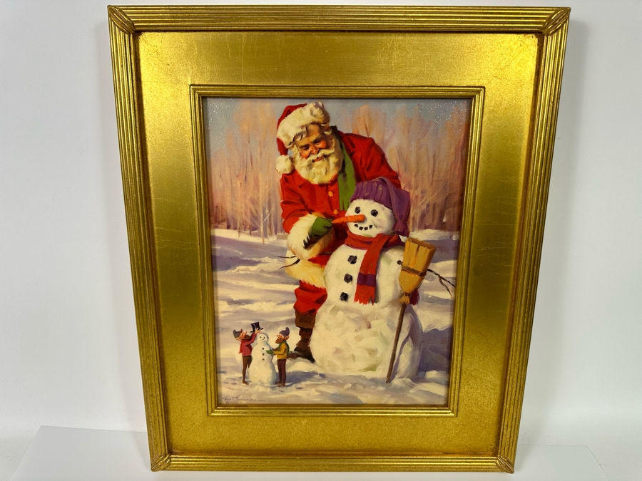 Tom Browning Christmas Santa Claus Canvas Print 11 X 14 Framed 17 X 20