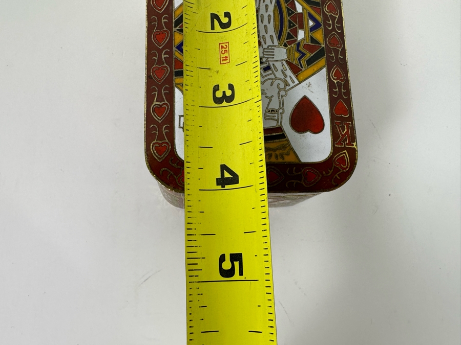Chinese Cloisonne King Of Hearts Playing Card Box 4W X 2.75D X 1.5H [Photo 9]