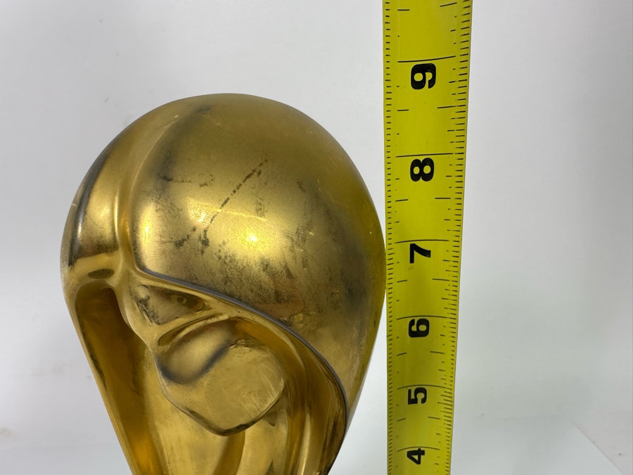Paul Braslow Limited Edition 23K Gold Plate Bronze Bust Sculpture By Braslou Numbered 57 Of 100 1987 4W X 4D X 9H [Photo 16]