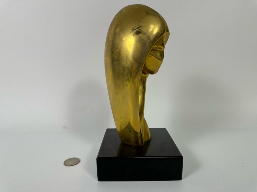 Paul Braslow Limited Edition 23K Gold Plate Bronze Bust Sculpture By Braslou Numbered 57 Of 100 1987 4W X 4D X 9H [Photo 6]