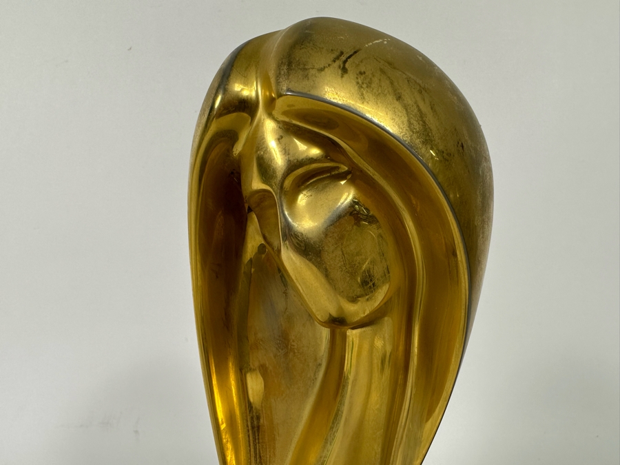 Paul Braslow Limited Edition 23K Gold Plate Bronze Bust Sculpture By Braslou Numbered 57 Of 100 1987 4W X 4D X 9H [Photo 17]