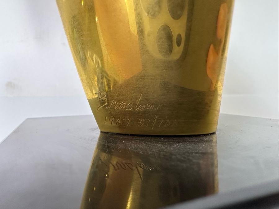 Paul Braslow Limited Edition 23K Gold Plate Bronze Bust Sculpture By Braslou Numbered 57 Of 100 1987 4W X 4D X 9H [Photo 8]