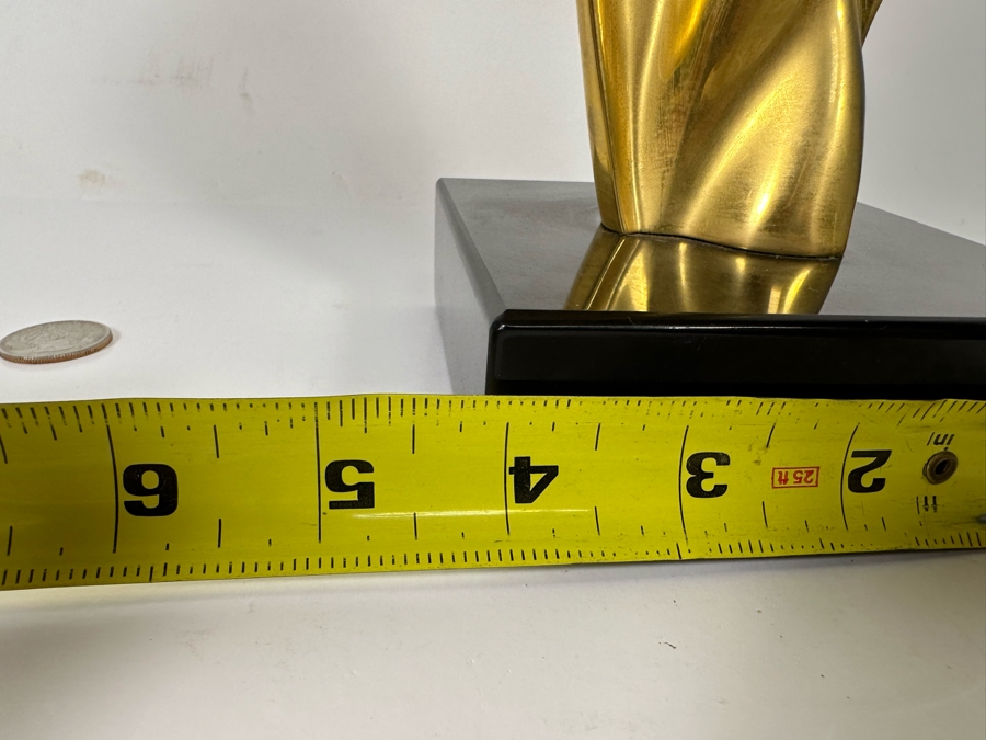 Paul Braslow Limited Edition 23K Gold Plate Bronze Bust Sculpture By Braslou Numbered 57 Of 100 1987 4W X 4D X 9H [Photo 14]