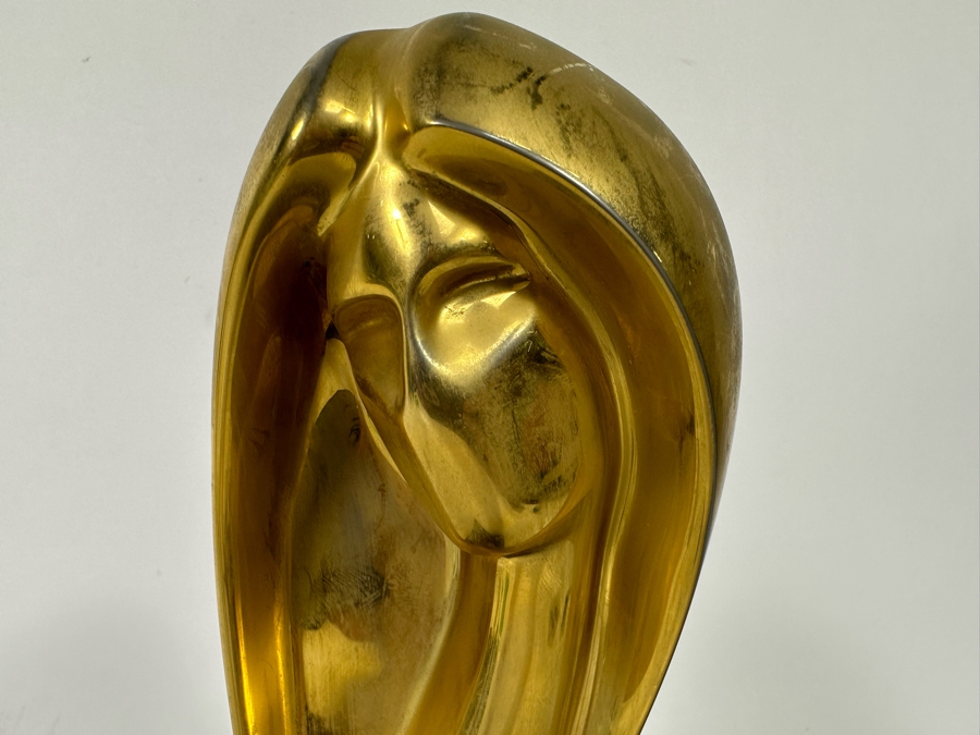 Paul Braslow Limited Edition 23K Gold Plate Bronze Bust Sculpture By Braslou Numbered 57 Of 100 1987 4W X 4D X 9H [Photo 18]