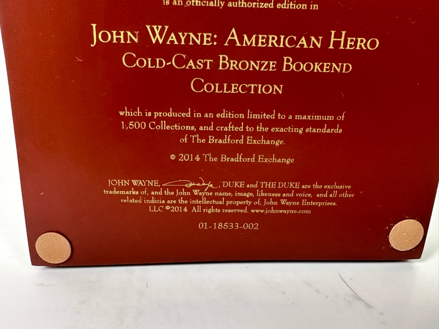 John Wayne: The American Hero Cold-Cast Bronze Bookend Limited Edition Spirit Of The West Sculpture From The Bradford Exchange 4W X 4D X 7.5H [Photo 9]