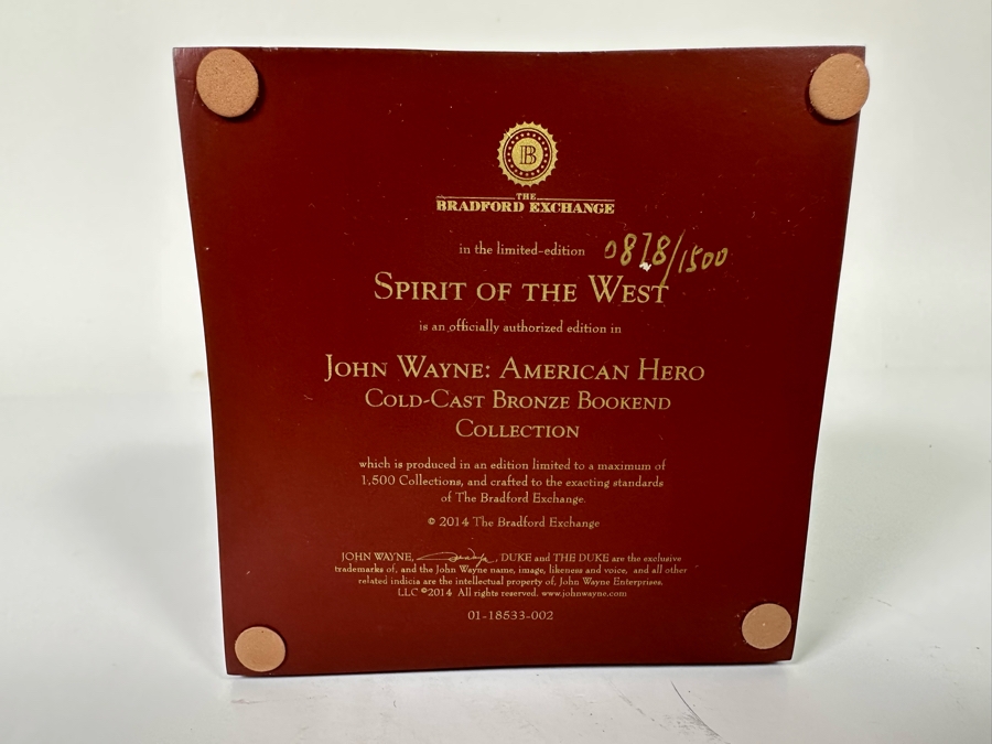 John Wayne: The American Hero Cold-Cast Bronze Bookend Limited Edition Spirit Of The West Sculpture From The Bradford Exchange 4W X 4D X 7.5H [Photo 7]